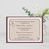 Stethoscope Tan Abschluss Einladung (Stehend Vorderseite)