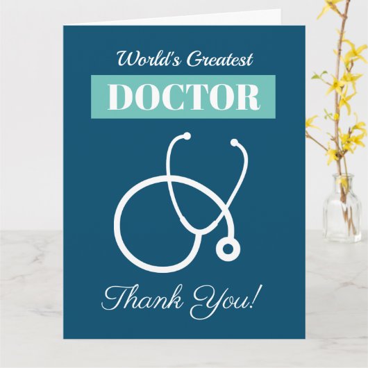 Stethoscope thank you card for medical doctor MD Karte (Gelbe Blume)