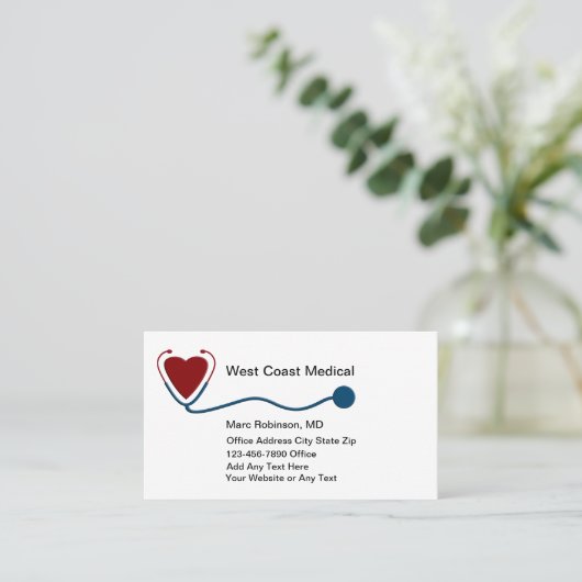 Stethoscope Theme Business Cards Visitenkarte (Stehend Vorderseite)