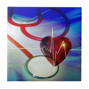 Stethoscope und Heartbeat Tile Fliese
