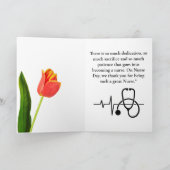Stethoscope und Orange Tulip Nurse Dankeskarte (Innenseite)
