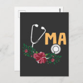 Stethoscope Watercolor Blume Nu Postkarte (Vorne/Hinten)