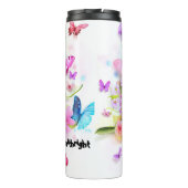 Stethoskop Blumen Schmetterlinge Personalisierter Thermosbecher (Rückseite)