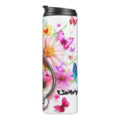 Stethoskop Blumen Schmetterlinge Personalisierter Thermosbecher (Nach rechts gedreht)
