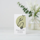 Stethoskop-Hand, die Medizin-Verabredung zeichnet Terminkarte (Stehend Vorderseite)