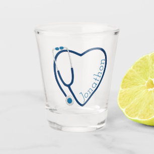 Stethoskop Herz Blau Lustig Schnapsglas