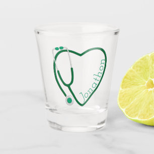Stethoskop Herz Grün Lustig Schnapsglas