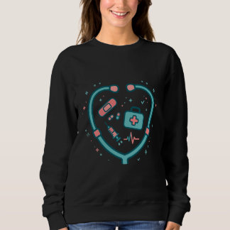 Stethoskop Herz Medizinische Doodle-Kunst Sweatshirt