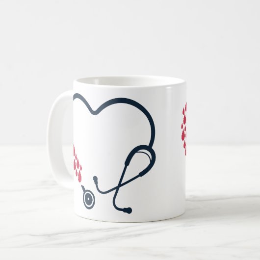 Stethoskop-Herzform Kaffeetasse (Vorderseite Links)