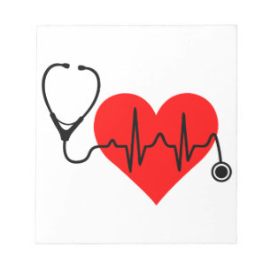 Stethoskop-Herzschlag-Herz Notizblock