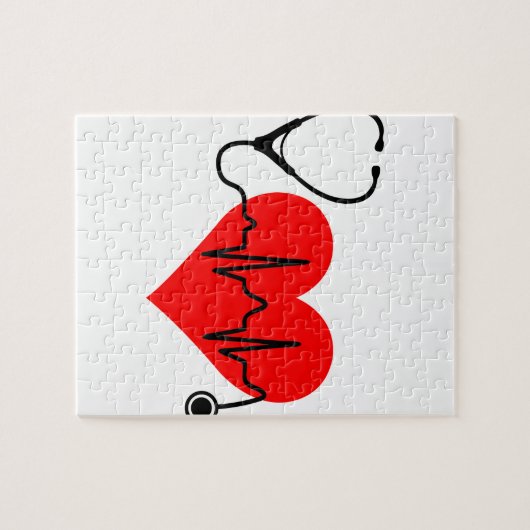 Stethoskop-Herzschlag-Herz Puzzle (Horizontal)