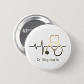 Stethoskop Herzschlag Medizin Button (Vorne & Hinten)
