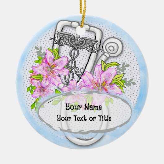 Stethoskop Keramik Ornament (Vorne)