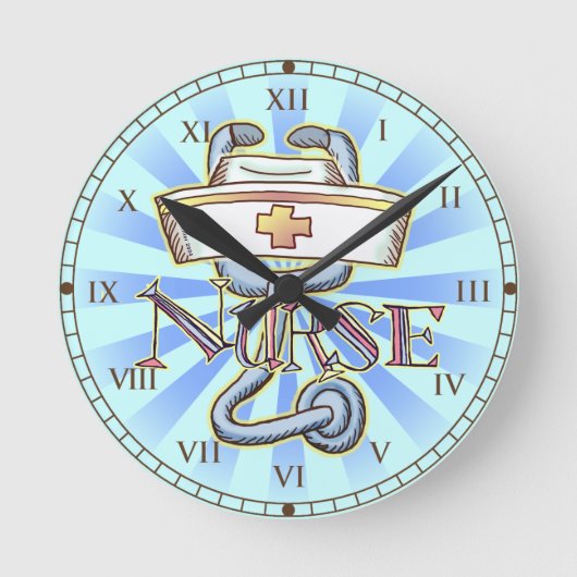 Stethoskop Krankenschwester Runde Wanduhr (Vorderseite)