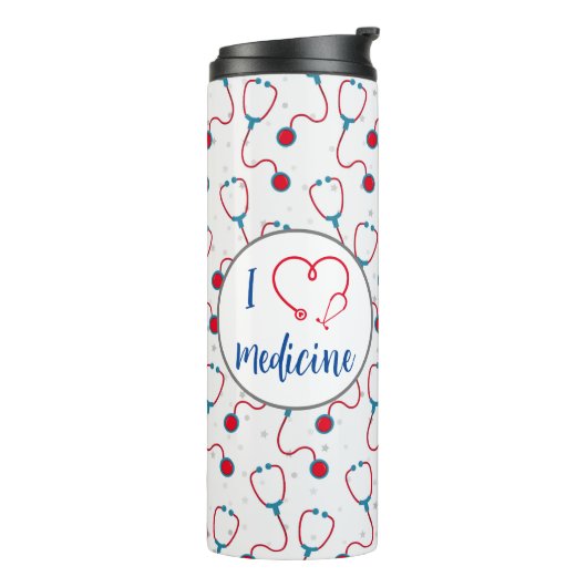 Stethoskop-Medizin "I Liebe Medizin" Thermosbecher (Nach links gedreht)