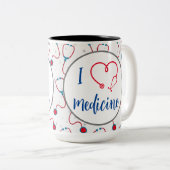 Stethoskop-Medizin "I Liebe Medizin" Zweifarbige Tasse (VorderseiteRechts)
