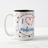 Stethoskop-Medizin "I Liebe Medizin" Zweifarbige Tasse (Links)
