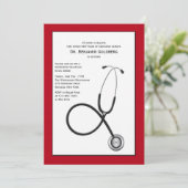 Stethoskop mit Red Border Medical Retirement Inv Einladung (Stehend Vorderseite)