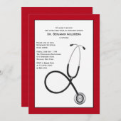 Stethoskop mit Red Border Medical Retirement Inv Einladung (Vorne/Hinten)