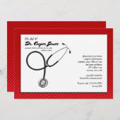 Stethoskop mit Red Frame Medical Abschluss Inv Einladung (Vorne/Hinten)