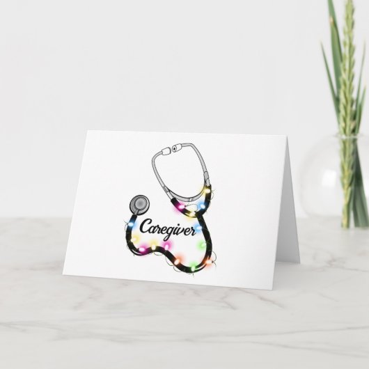 Stethoskop mit Weihnachtslicht frohe Weihnachtsnac Karte (Vorderseite)