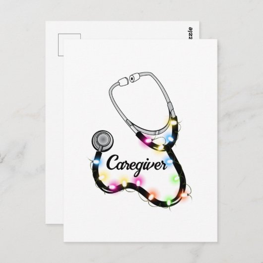 Stethoskop mit Weihnachtslicht frohe Weihnachtsnac Postkarte (Vorne/Hinten)