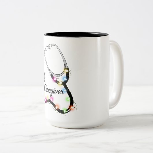 Stethoskop mit Weihnachtslicht frohe Weihnachtsnac Zweifarbige Tasse (VorderseiteRechts)