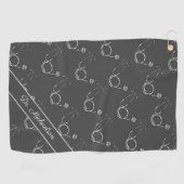 Stethoskop-Muster Mediziner Grau Golfhandtuch (Horizontal)