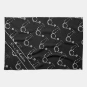 Stethoskop-Muster Name des Arztes Geschirrtuch (Horizontal)