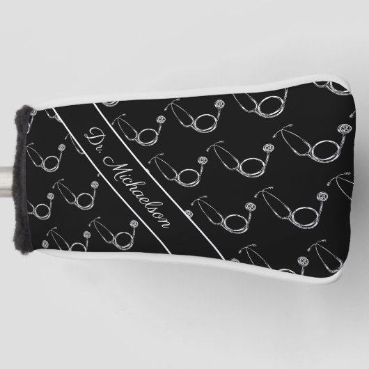 Stethoskop-Muster Name des Arztes Golf Headcover (Vorderseite)