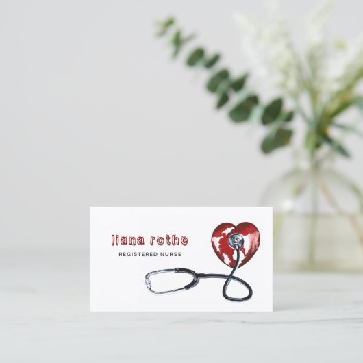 Stethoskop Rotes Herz Krankenpflege Krankenpflege Visitenkarte (Stehend Vorderseite)