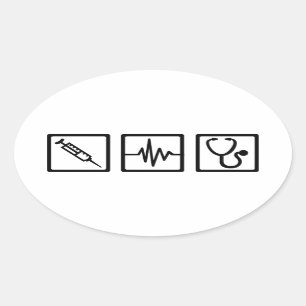 Stethoskop-Spritze Ovaler Aufkleber