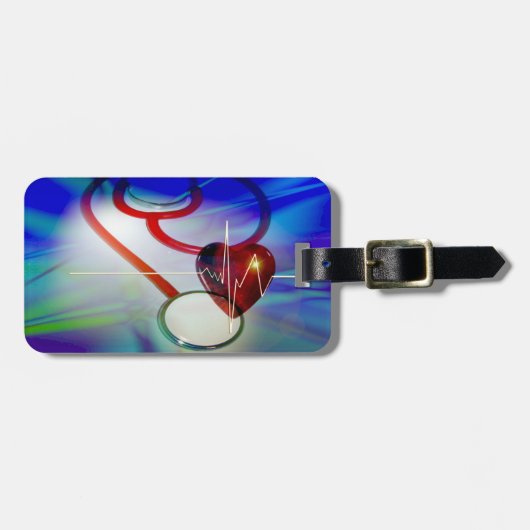 Stethoskop und Heartbeat-Gepäcktag Gepäckanhänger (Vorderseite horizontal)