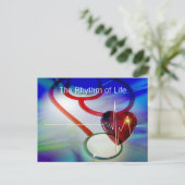 Stethoskop und Heartbeat Postkarte (Stehend Vorderseite)