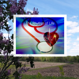 Stethoskop und Heartbeat Postkarte
