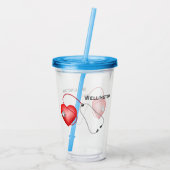 Stethoskop und Herz Personalisiert Acryltrinkbecher (Rückseite)