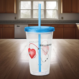 Stethoskop und Herz Personalisiert Acryltrinkbecher