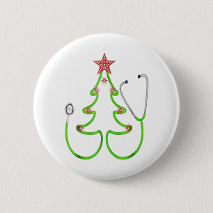 Stethoskop-Weihnachtsbaum Frohe Weihnachtsschweste Button