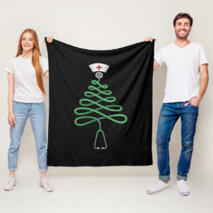 Stethoskop Weihnachtsbaum Krankenschwester T-Shirt Fleecedecke