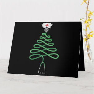Stethoskop Weihnachtsbaum Krankenschwester T-Shirt Karte