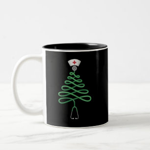 Stethoskop Weihnachtsbaum Krankenschwester Talar W Zweifarbige Tasse