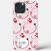 Stethoskope und Herz-Monogramm Case-Mate iPhone Hülle (Rückseite)