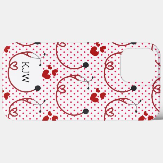Stethoskope und Herz-Monogramm Case-Mate iPhone Hülle (Rückseite (Horizontal))