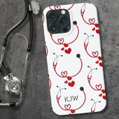 Stethoskope und Herz-Monogramm iPhone Hülle