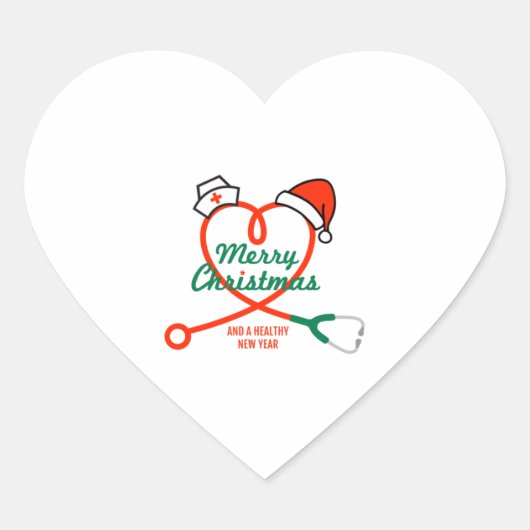 Stethoskopherz mit Weihnachtsmannmütze Herz-Aufkleber (Vorderseite)