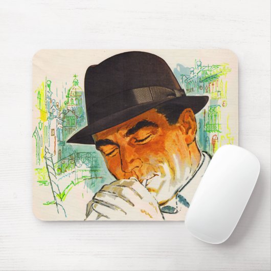 Stetson hat den Mann, der eine Zigarette zündet Mousepad (Mit Mouse)
