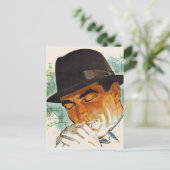 Stetson hat den Mann, der eine Zigarette zündet Postkarte (Stehend Vorderseite)