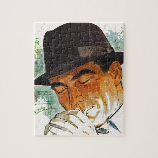 Stetson hat den Mann, der eine Zigarette zündet Puzzle (Vertikal)