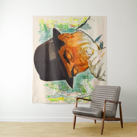 Stetson hat den Mann, der eine Zigarette zündet Wandteppich (Beispiel)