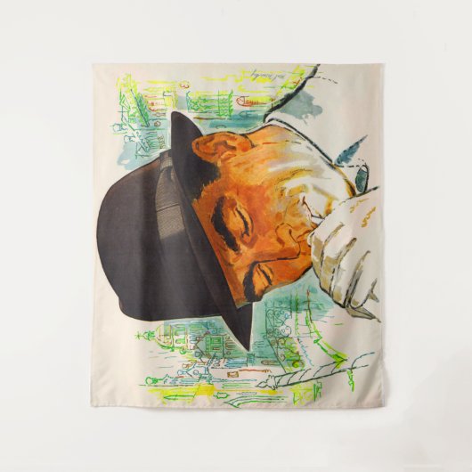 Stetson hat den Mann, der eine Zigarette zündet Wandteppich (Vorderseite)